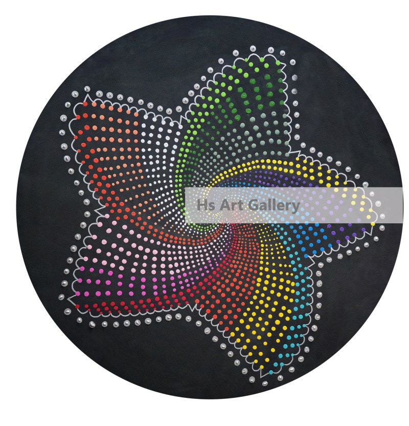 Star Shaped Mandala Artwork on Circle Canvas 10